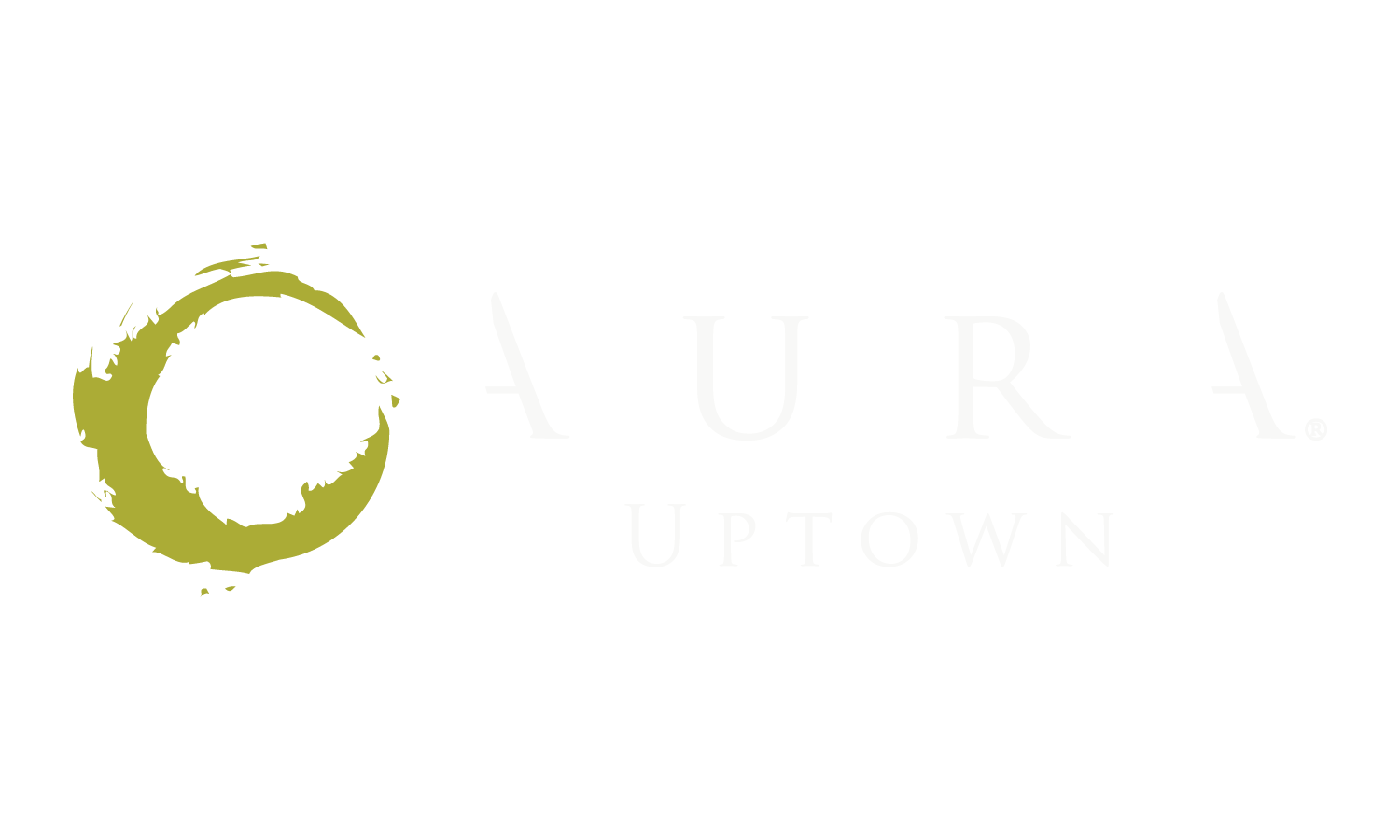 A green logo with a crescent moon and the words "AURA UPTOWN" in white.